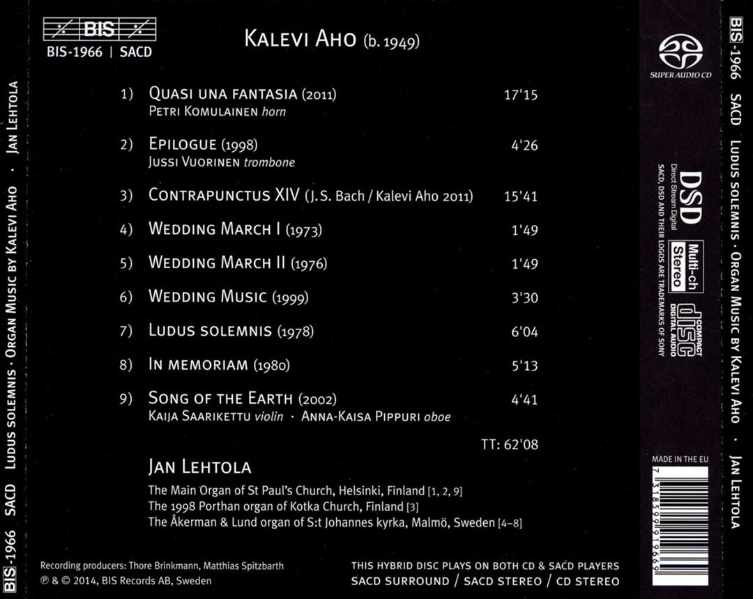 Kalevi Aho: Ludus Solemnis cover art