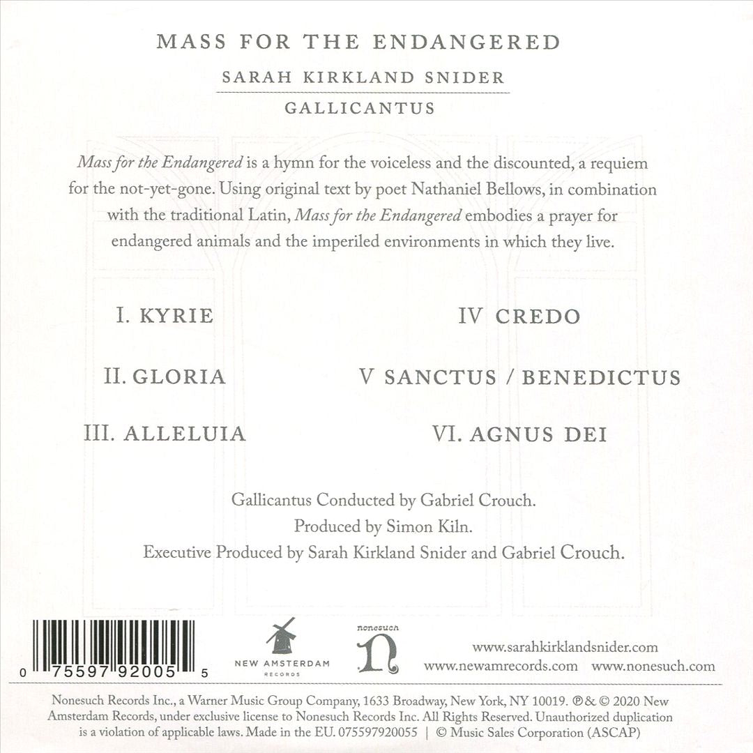 Sarah Kirkland Snider: Mass for the Endangered cover art