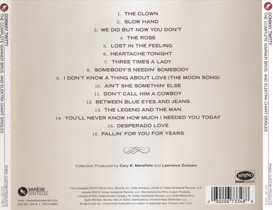 Best of Conway Twitty: The Complete Warner Bros. and Elektra Chart Singles cover art