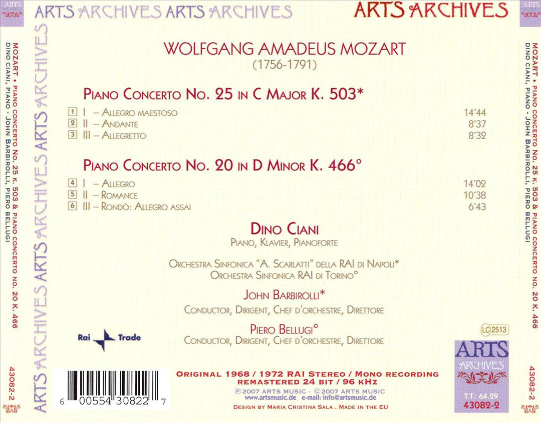 Dino Ciani Performs Mozart cover art