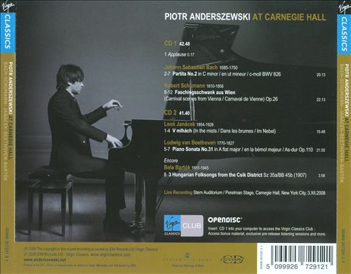 Piotr Anderszewski at Carnegie Hall cover art