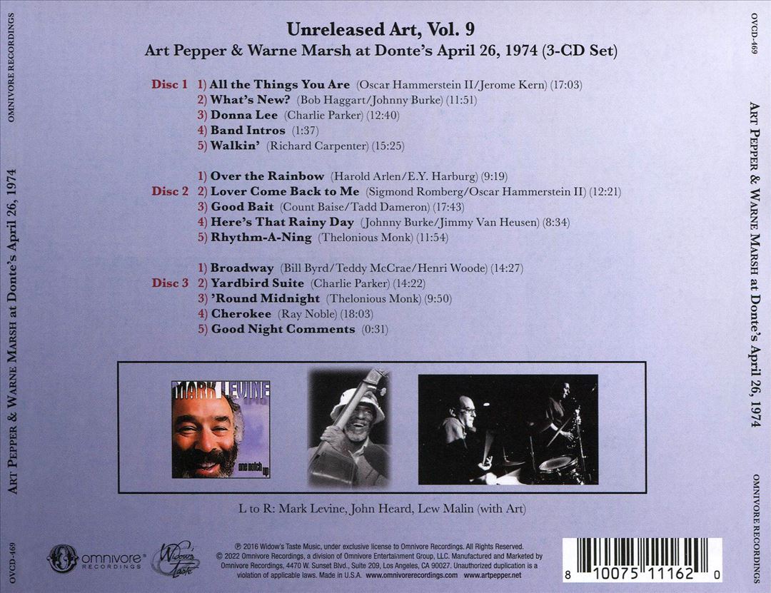 Unreleased Art, Vol. 9: At Donte's, April 26, 1974 cover art