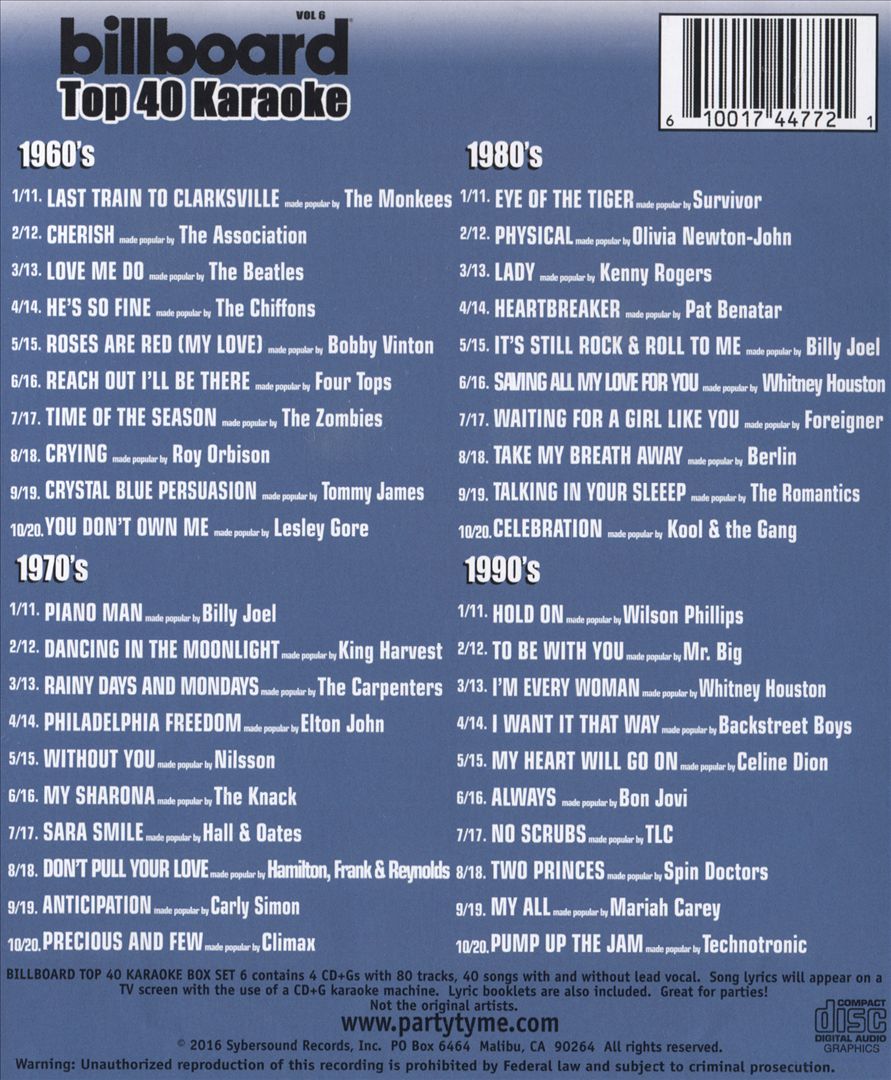 Party Tyme Karaoke: Billboard Top 40 Karaoke, Vol. 6 cover art