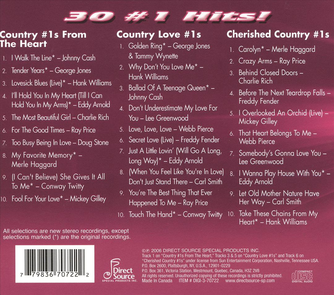 30 #1 Country Love Songs cover art