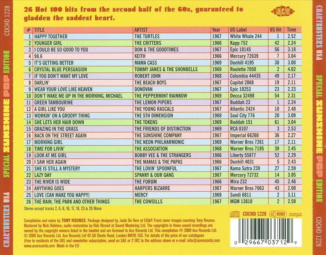 Chartbusters USA: Sunshine Pop cover art