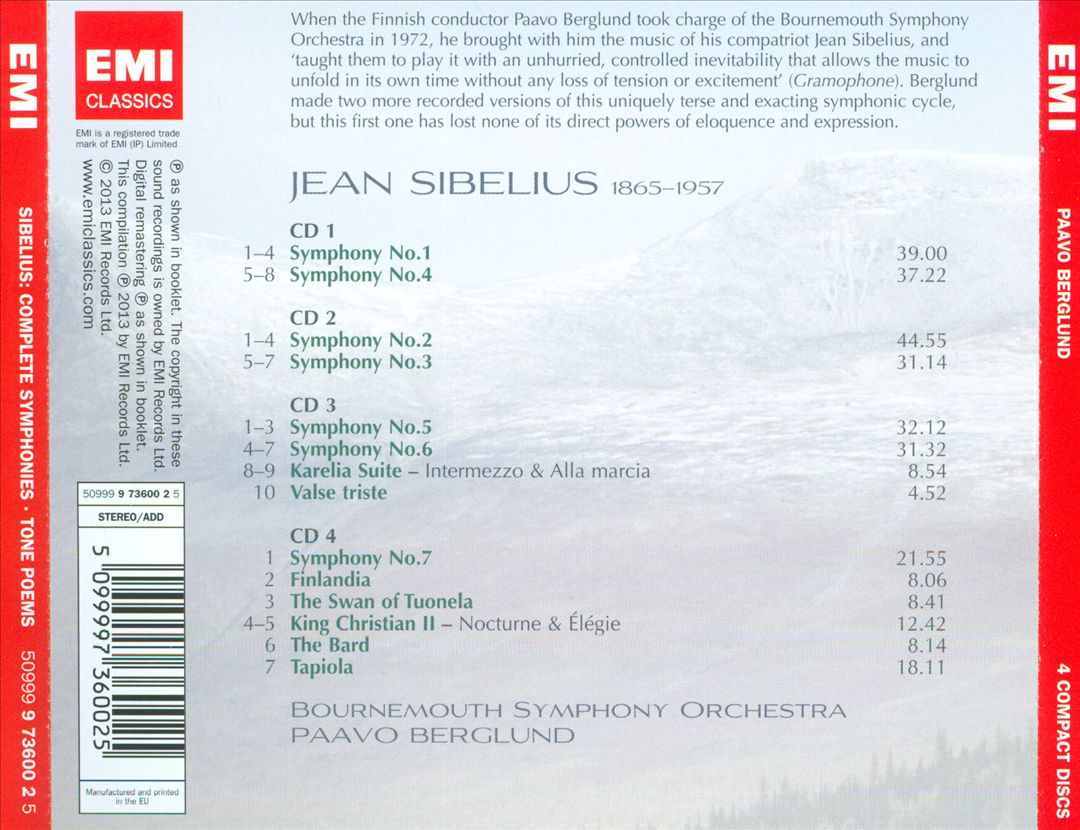 Sibelius: Complete Symphonies cover art