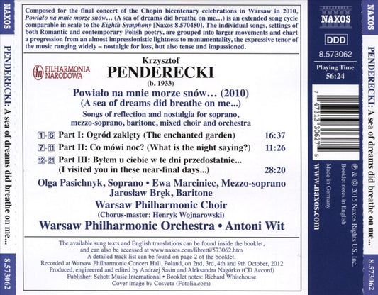Penderecki: A Sea of Dreams did Breathe on Me... cover art
