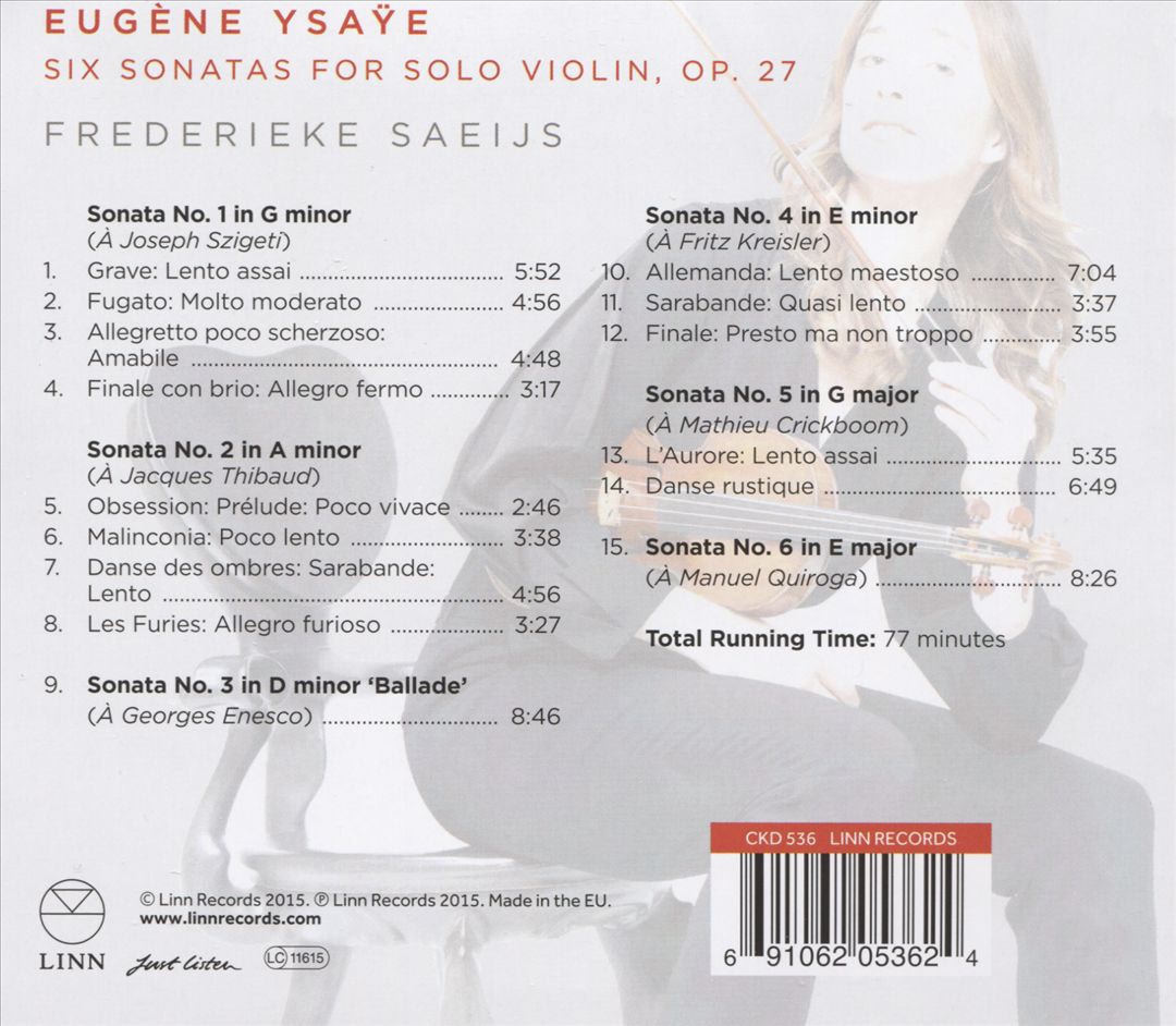 Eugene Ysaÿe: Six Sonatas for Solo Violin, Op. 27 cover art