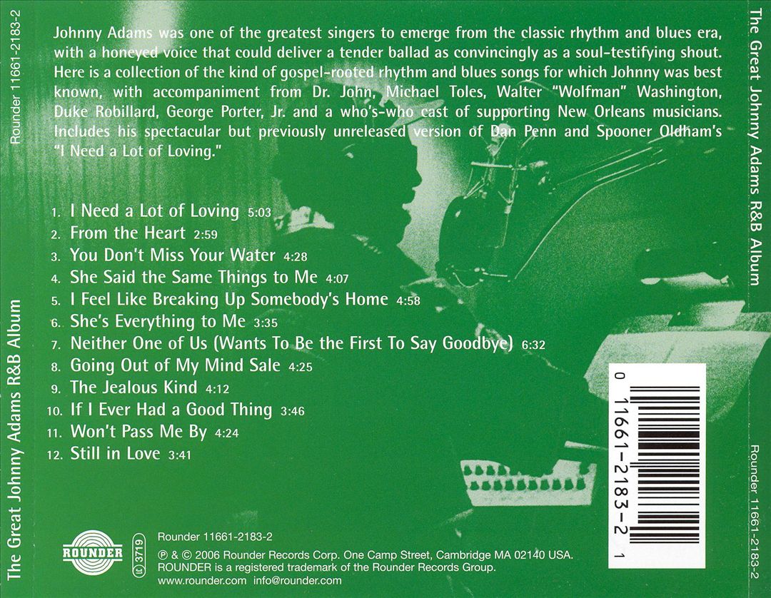 Great Johnny Adams R&B Album cover art