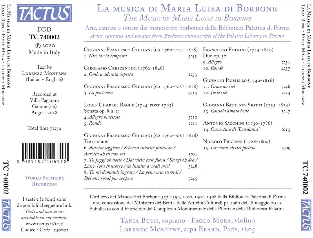 Musica di Maria Luisa di Borbone cover art
