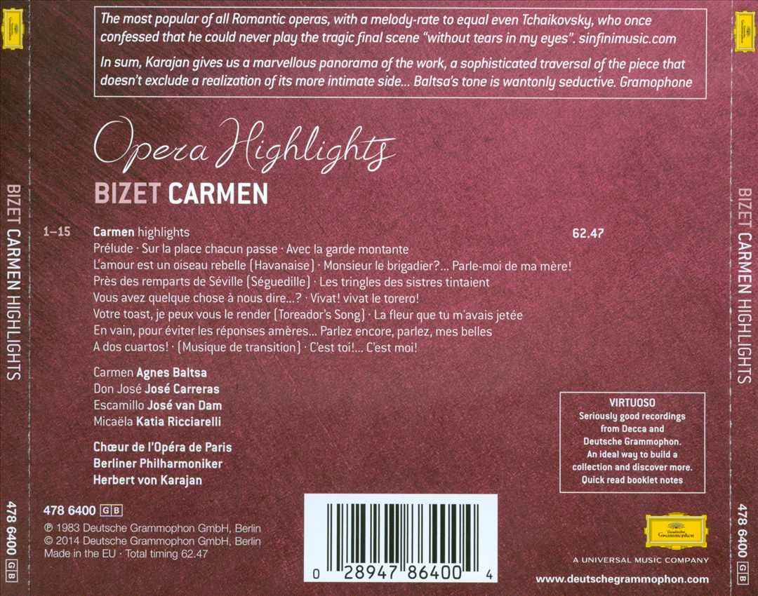 Bizet: Carmen - Opera Highlights cover art