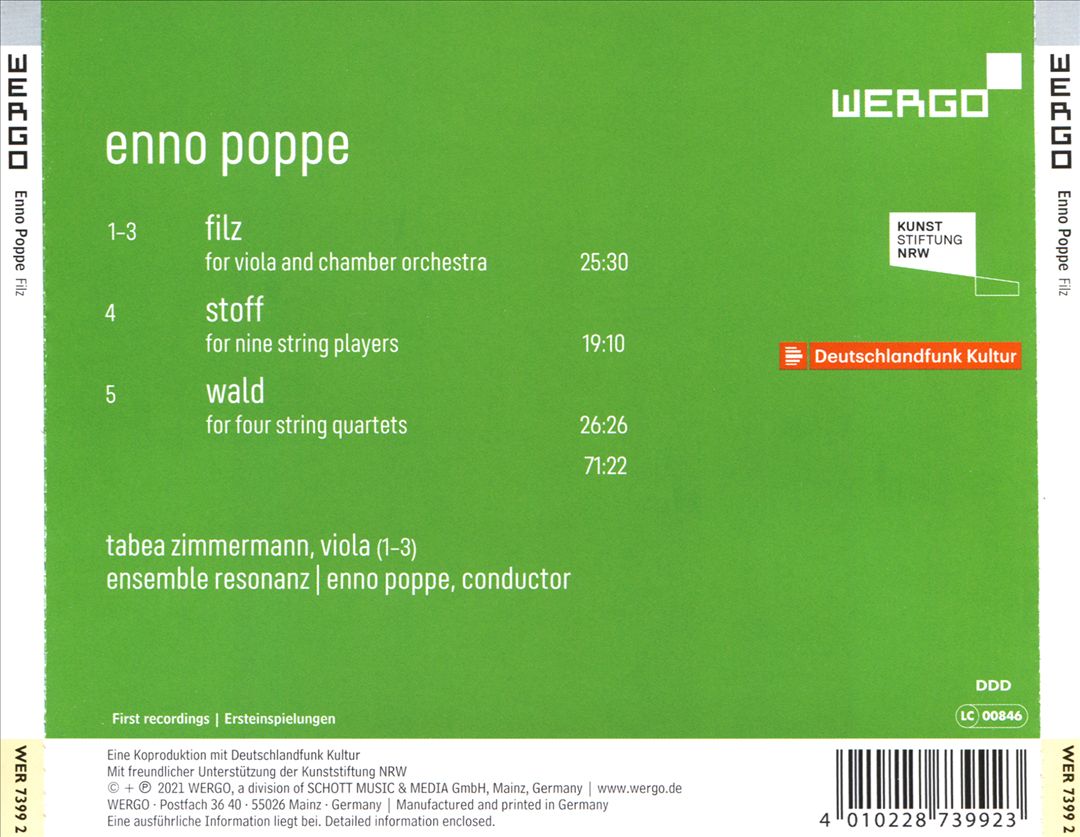 Enno Poppe: Filz cover art