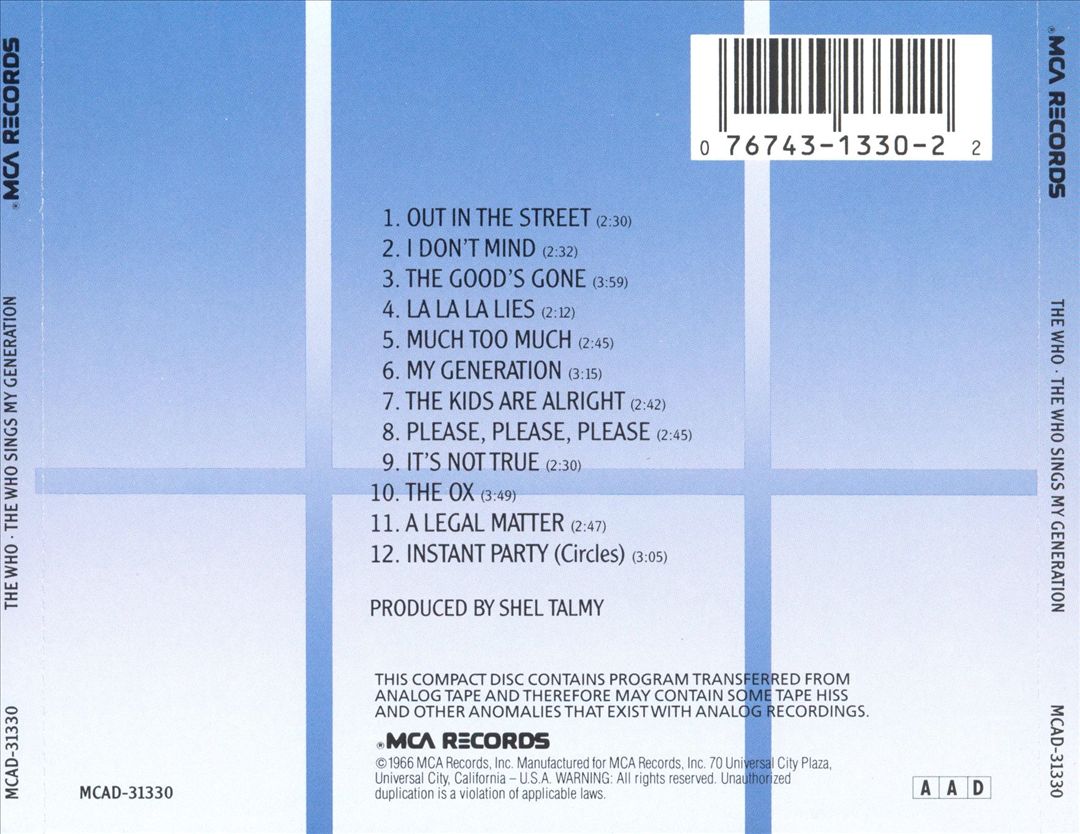 Who Sings My Generation cover art