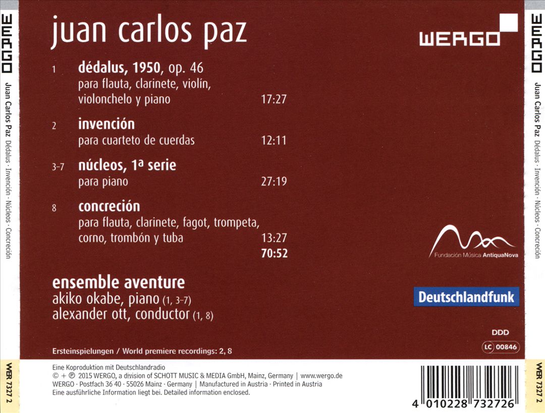 Juan Carlos Paz: Dédalus; Invención; Núcleos; Concreción cover art