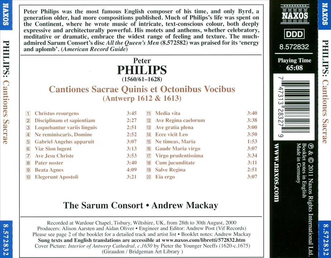 Peter Philips: Cantiones Sacrae Quinis et Octonibus Vocibus cover art