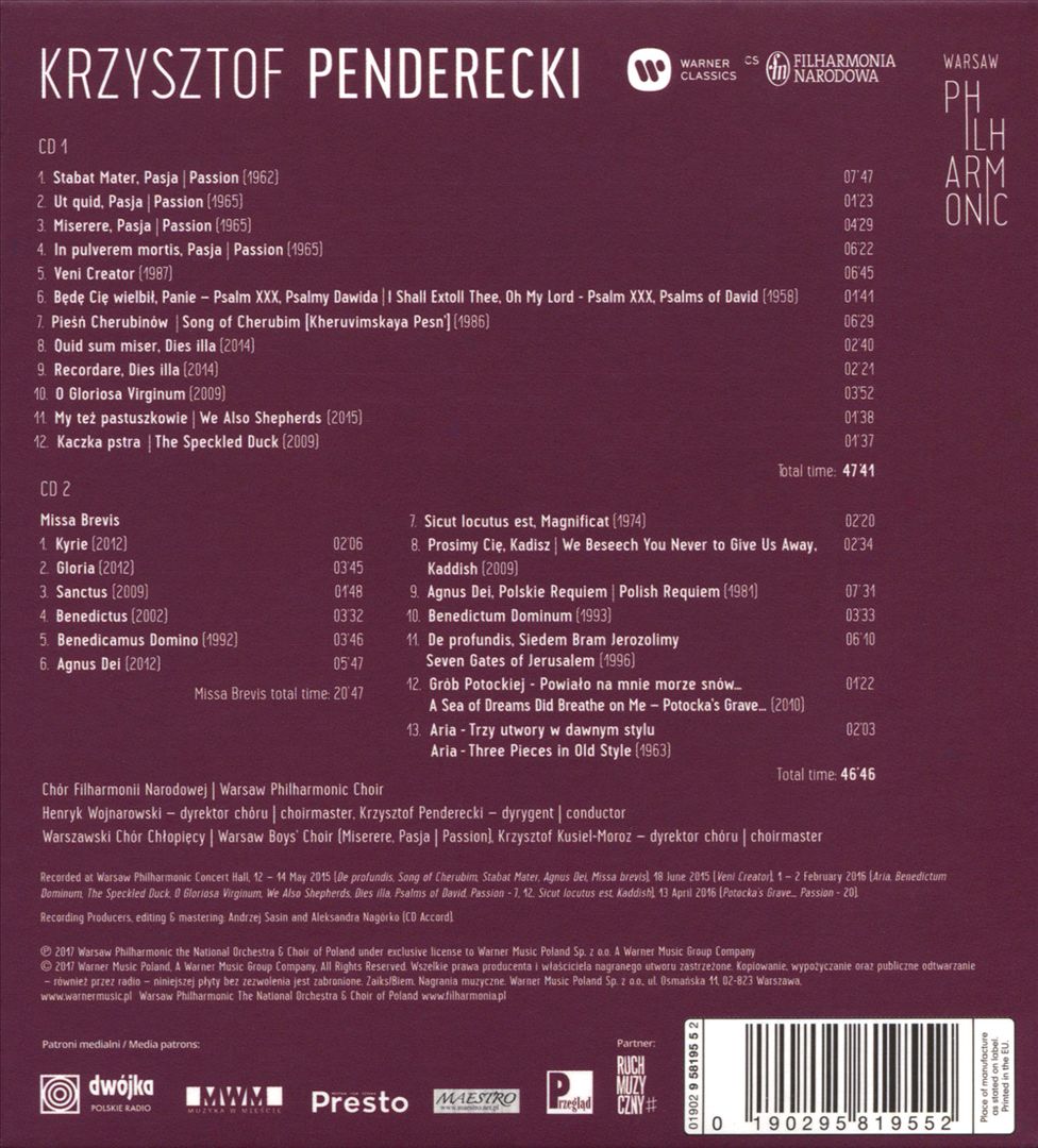 Penderecki Conducts Penderecki, Vol. 2: Choral Music cover art