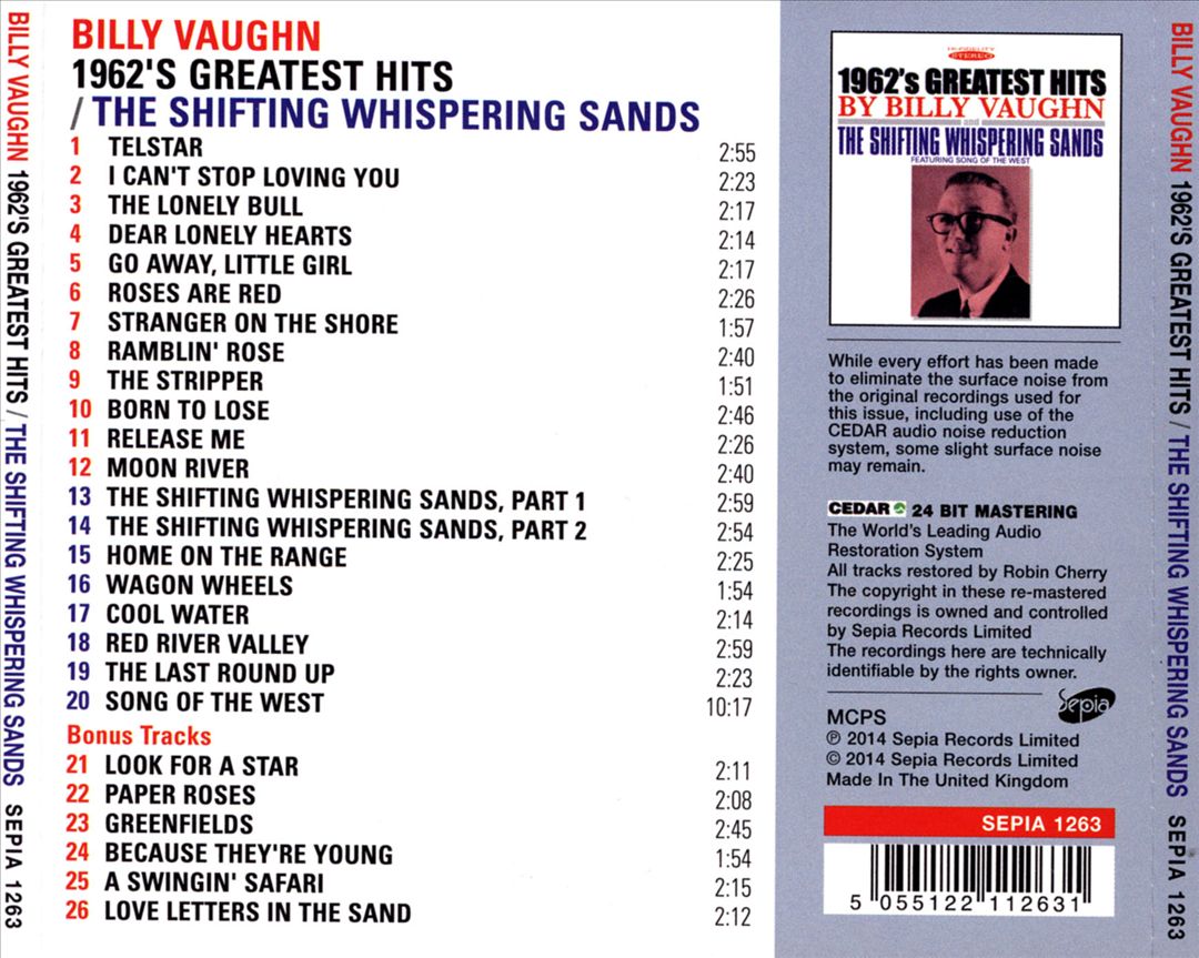 1962's Greatest Hits/The Shifting Whispering Sands cover art