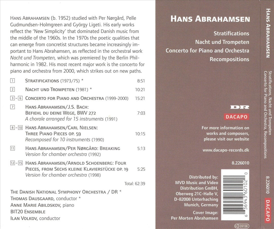 Hans Abrahamsen: Stratifications; Nacht und Trompeten; Concerto for Piano and Orchestra cover art