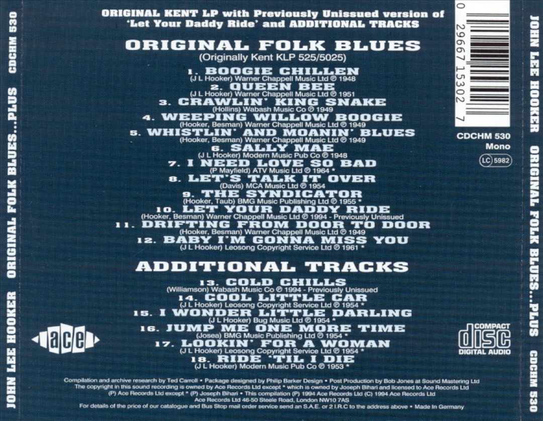 Original Folk Blues of John Lee Hooker cover art