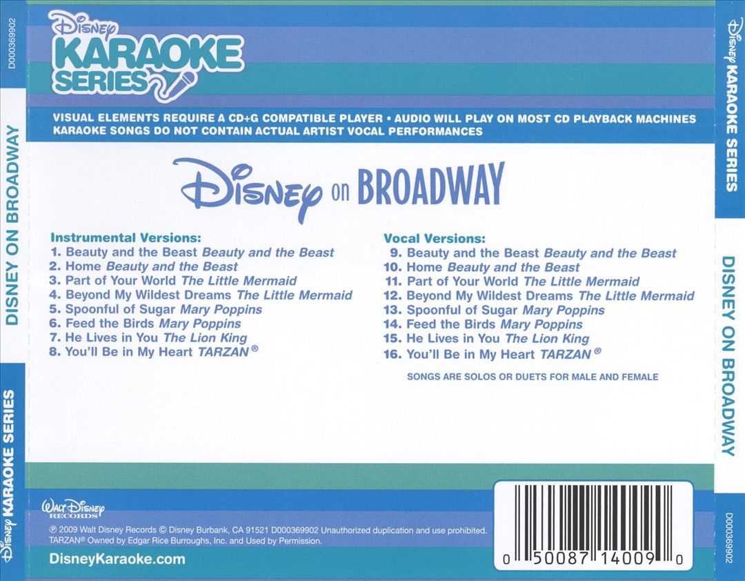 Disney's Karaoke Series: Disney on Broadway cover art