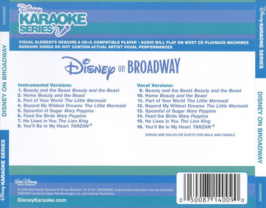 Disney's Karaoke Series: Disney on Broadway cover art