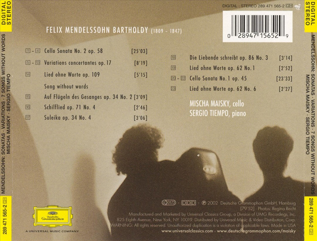 Mendelssohn: Cello Sonatas; Variations; 7 Songs Without Words cover art