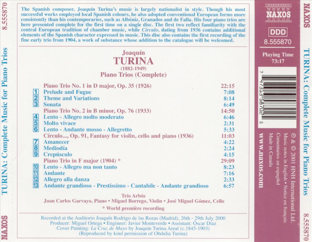 Turina: Piano Trios (Complete) cover art