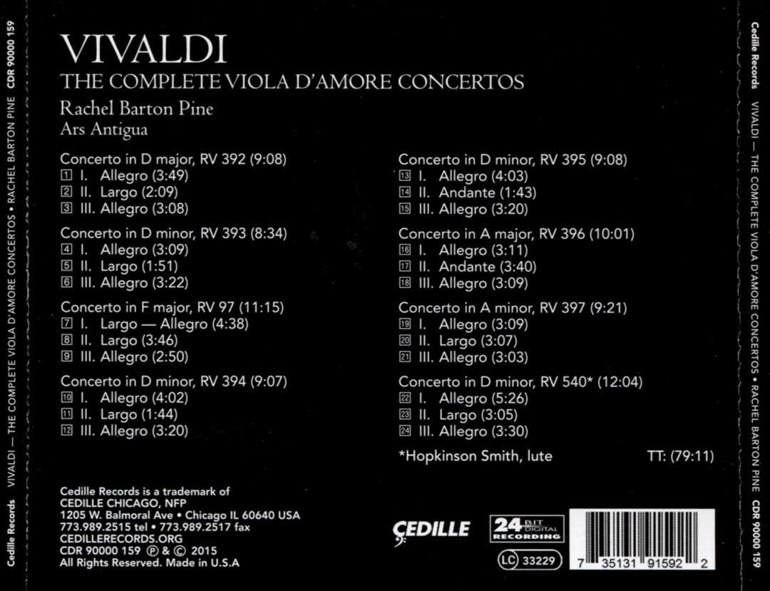 Vivaldi: The Complete Viola d'Amore Concertos cover art