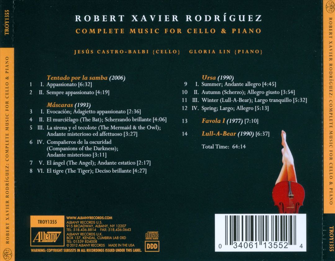 Robert Xavier Rodríguez: Music for Cello & Piano cover art