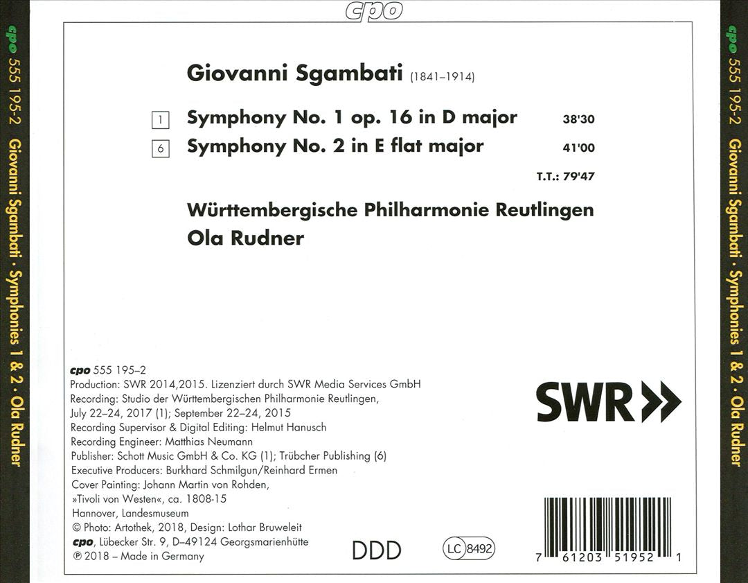 Giovanni Sgambati: Symphonies 1 & 2 cover art