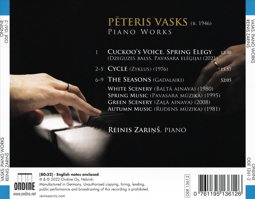 Peteris Vasks: Piano Works cover art