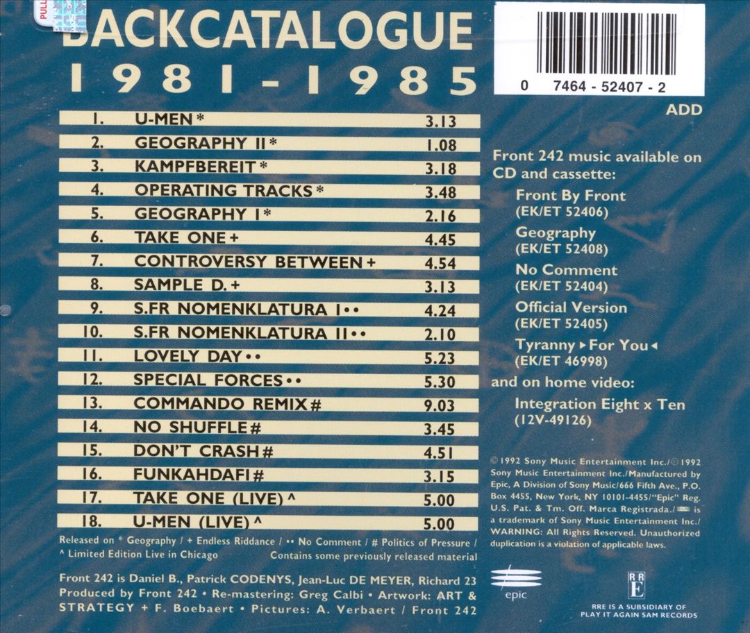 Back Catalogue cover art
