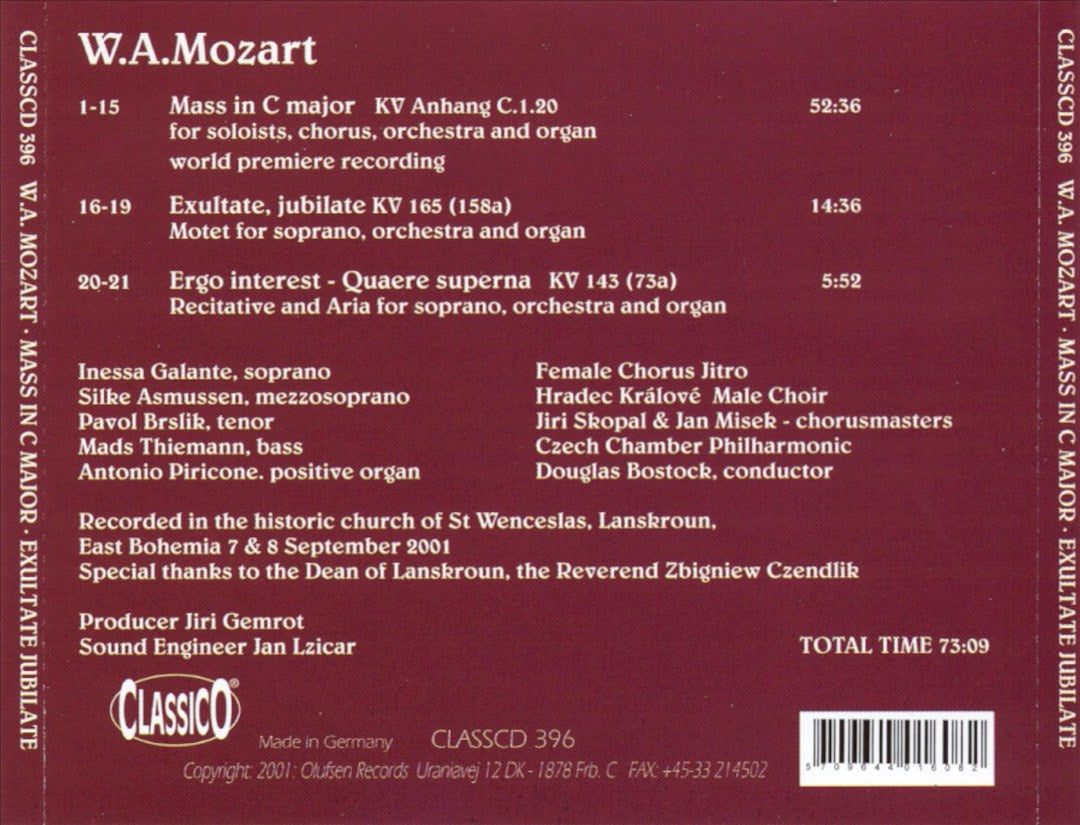 Mozart: Mass in C major; Exultate, Jubilate; Ergo Interest cover art
