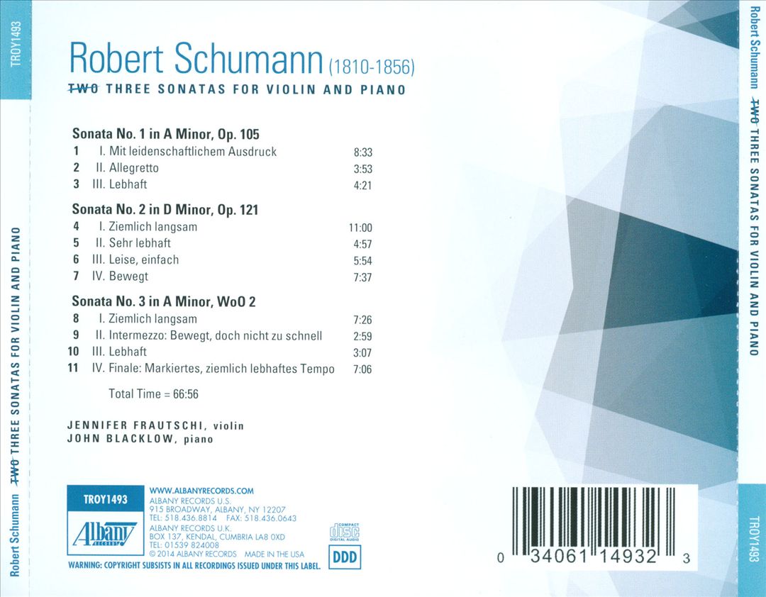 Robert Schumann: Three Sonatas for Violin and Piano cover art