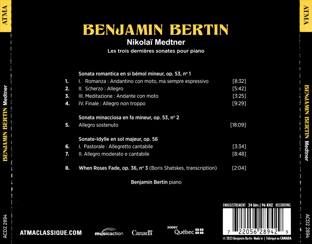 Nikolaï Medtner: Les trois dernières sonates pour piano cover art