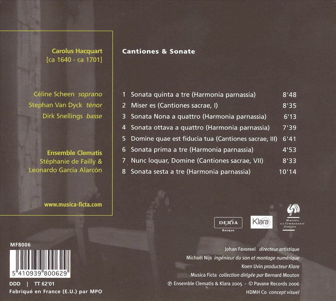 Carolus Hacquart: Cantiones & Sonate cover art