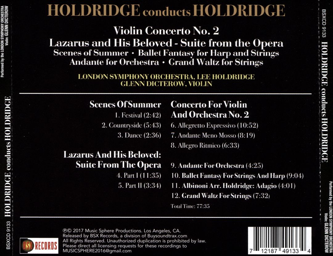 Holdridge Conducts Holdridge: Violin Concerto No. 2; Lazarus and His Beloved - Suite from the Opera cover art