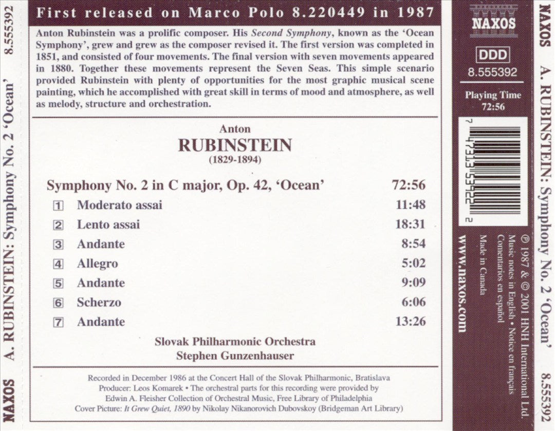 Anton Rubinstein: Symphony No. 2 cover art