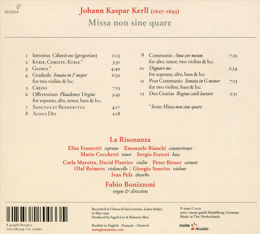 Johann Caspar Kerll: Missa non sine quare cover art