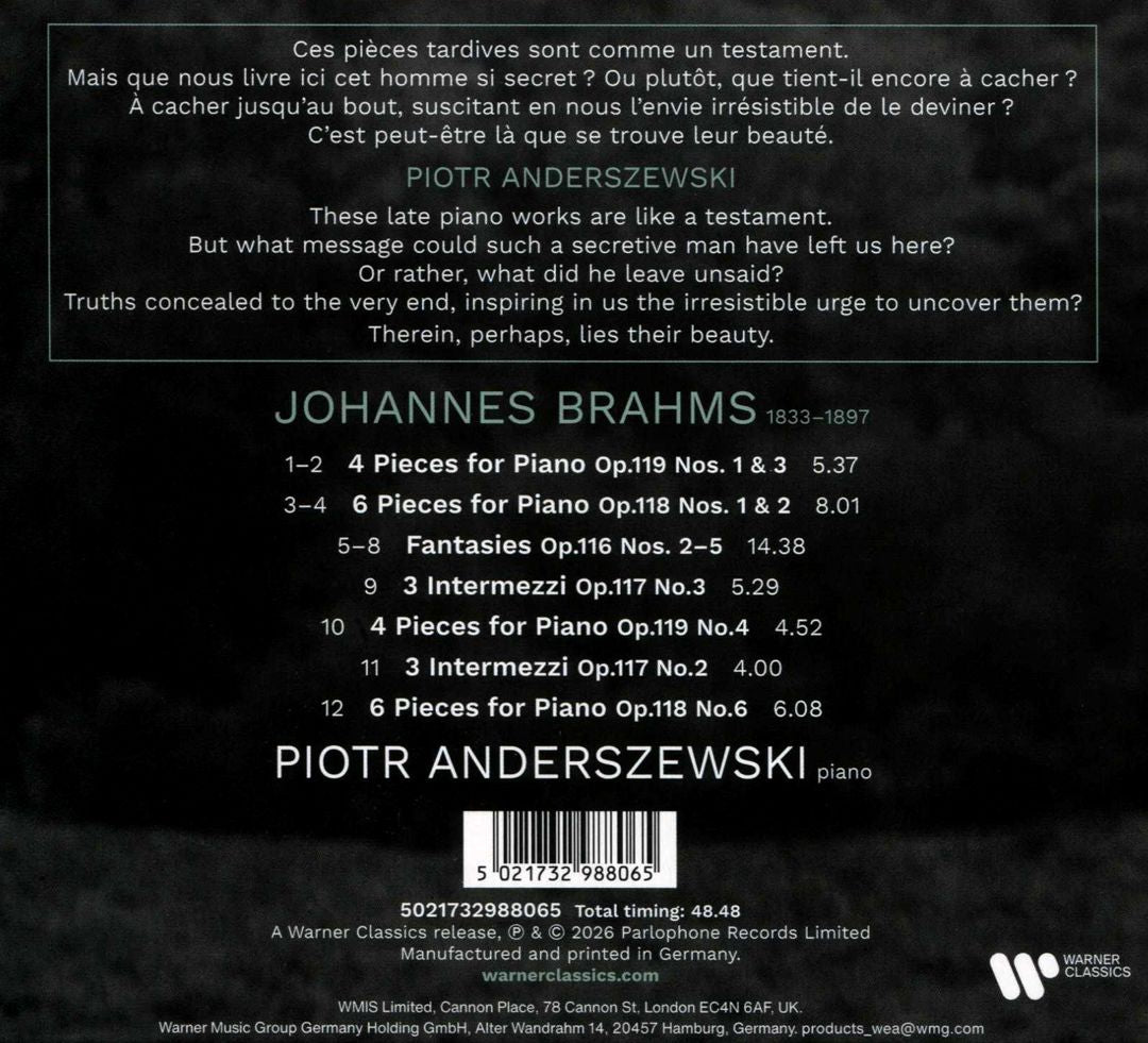 Brahms: Late Piano Works cover art