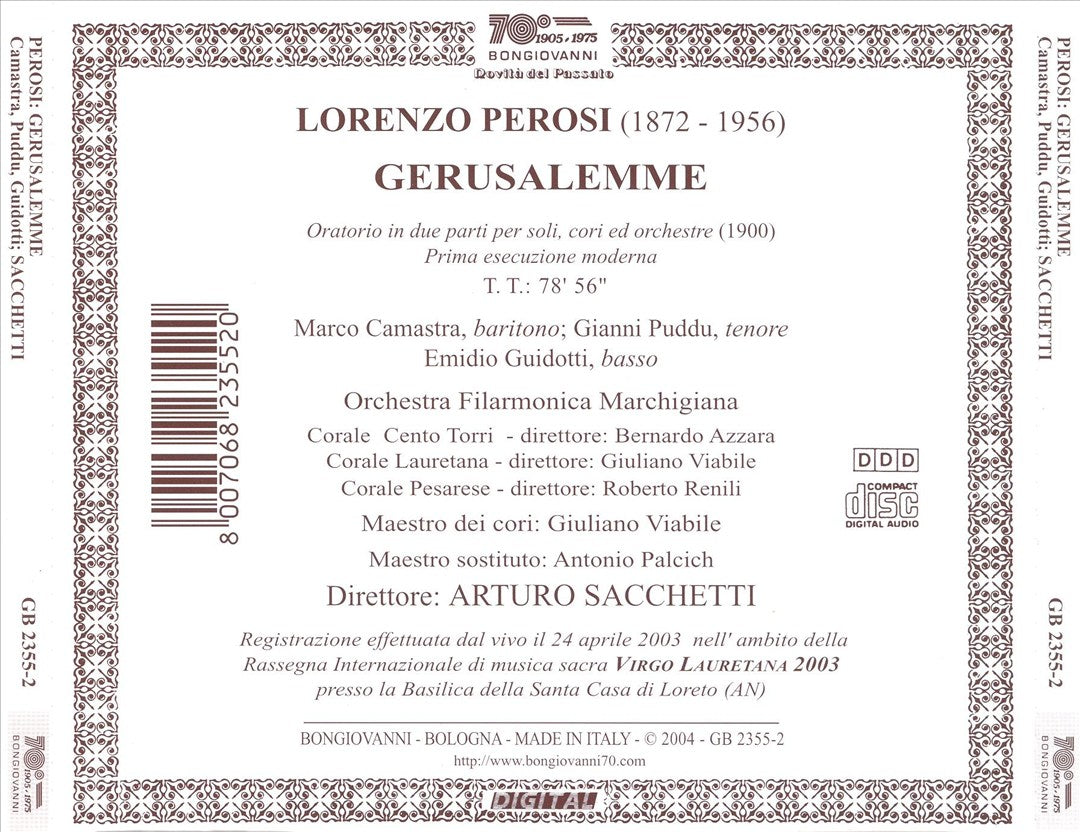 Lorenzo Perosi: Gerusalemme cover art
