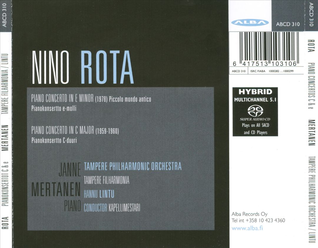 Nino Rota: Piano Concertos cover art