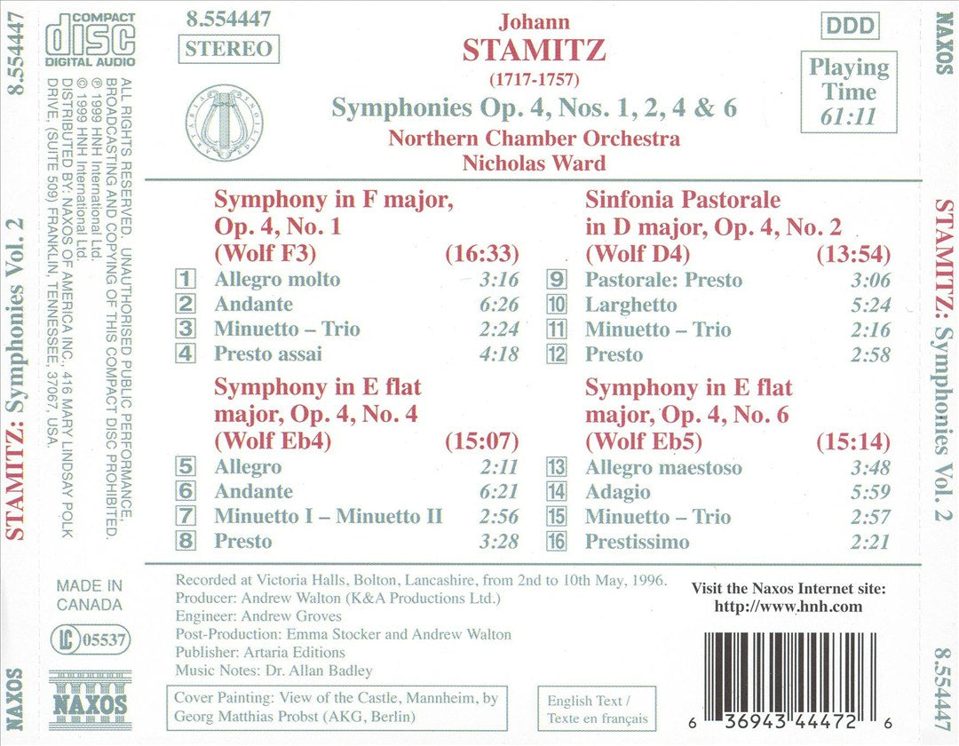 Stamitz: Symphonies Vol. 2 cover art