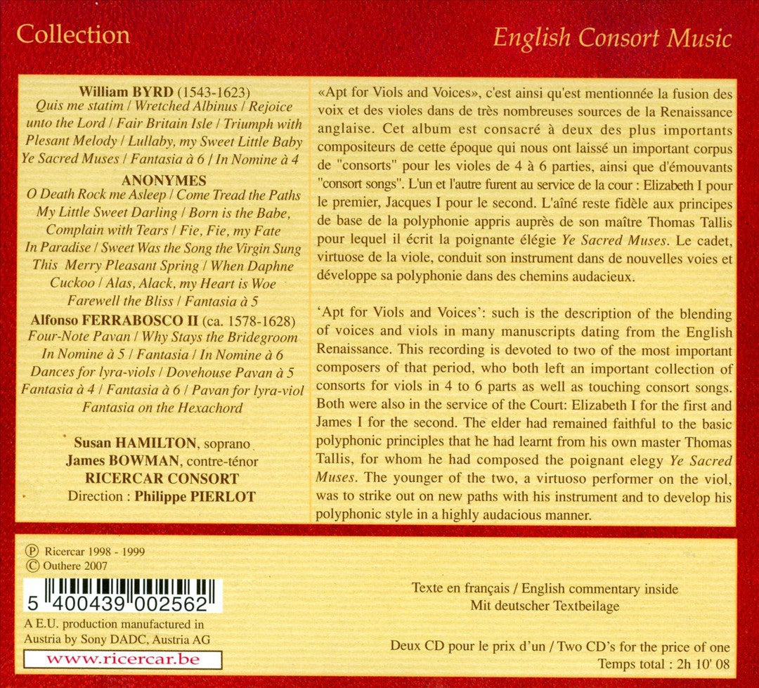 Alfonso Ferrabosco, William Byrd: Consort Music cover art
