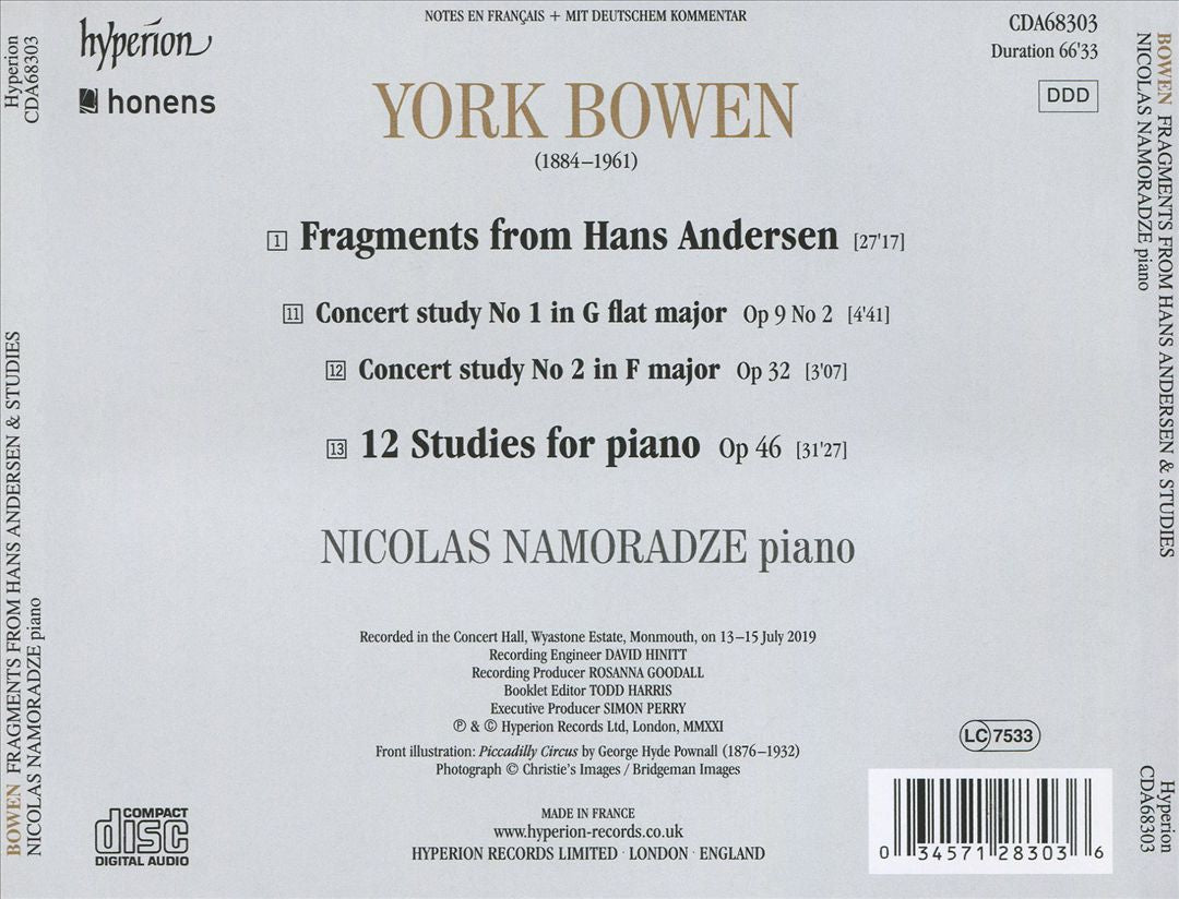 York Bowen: Fragments from Hans Andersen Op. 58 & 61; 12 Studies Op. 46; 2 Concert Studies cover art