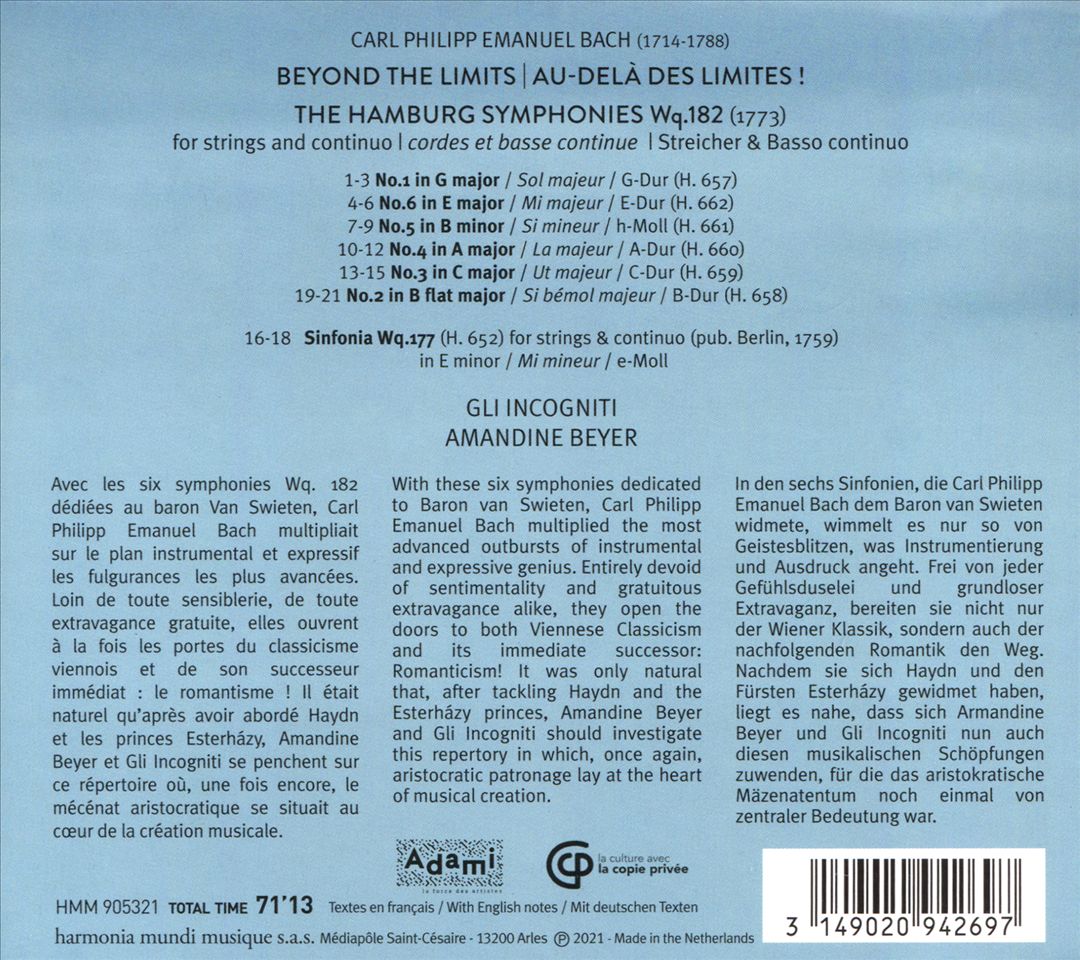Beyond the Limits: C.P.E. Bach - Complete Symphonies for Strings and Continuo cover art