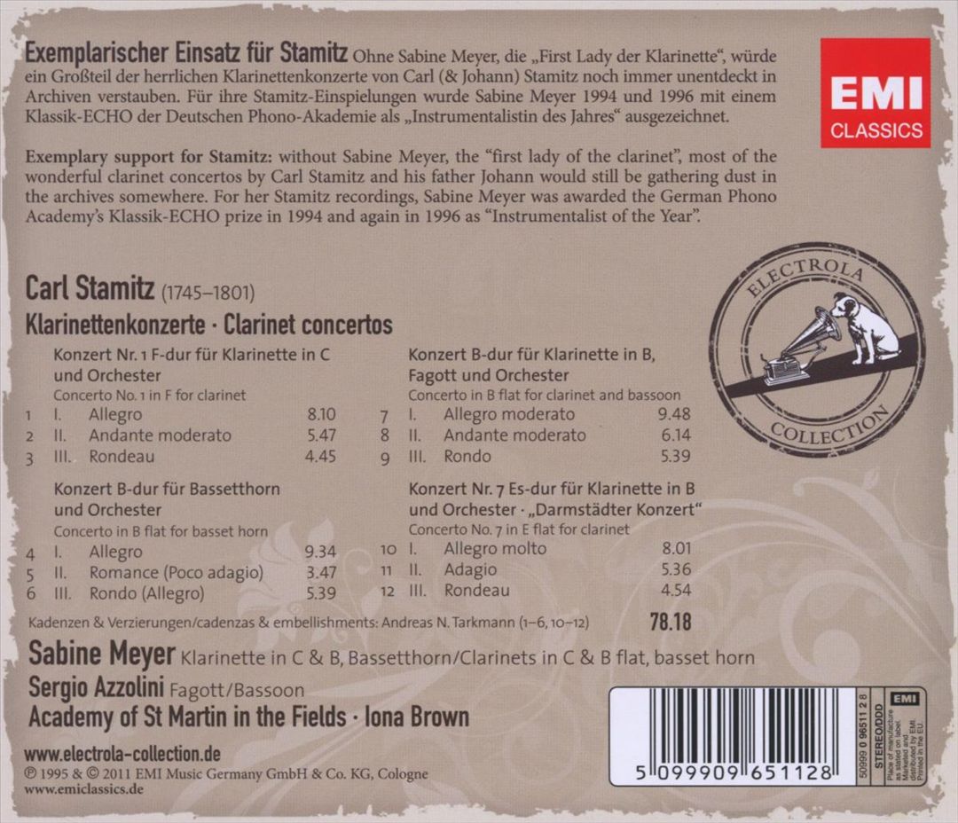 Stamitz: Klarinettenkonzerte cover art