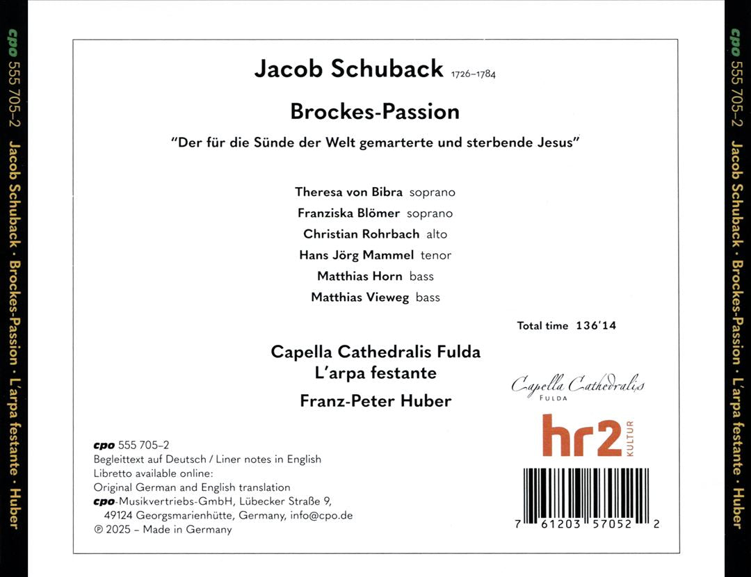 Jacob Schuback: Brockes-Passion cover art
