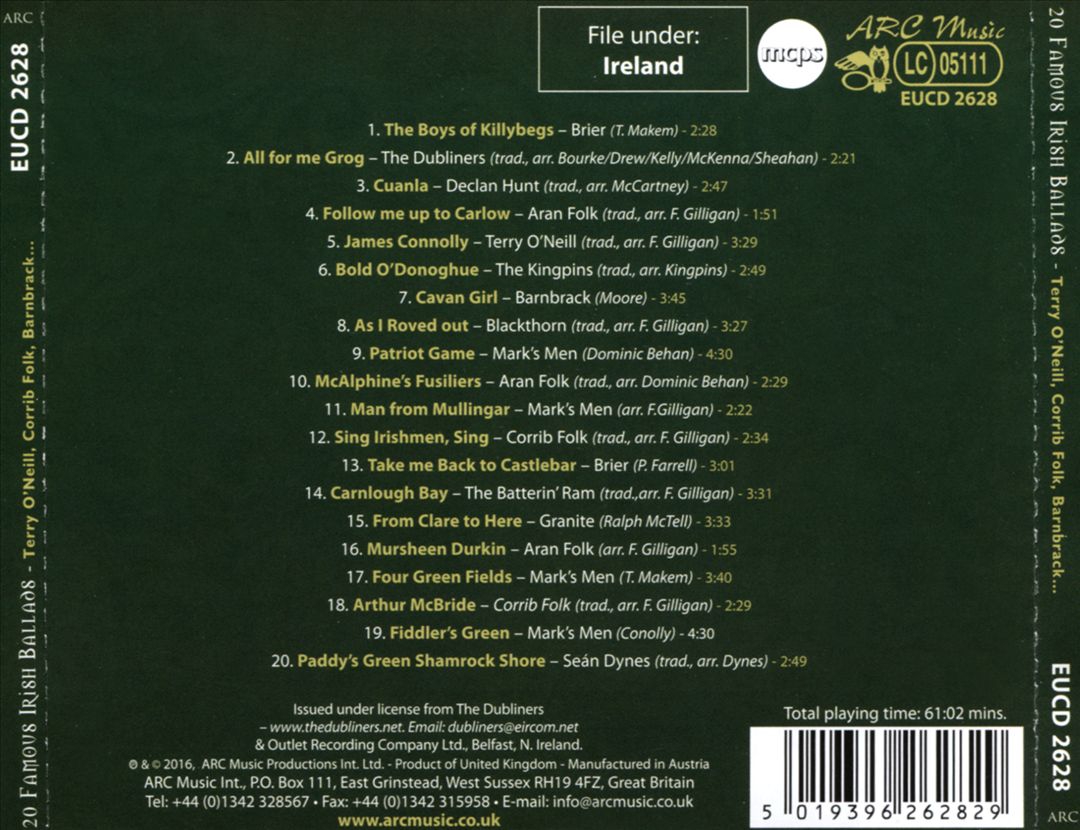 20 Famous Irish Ballads cover art