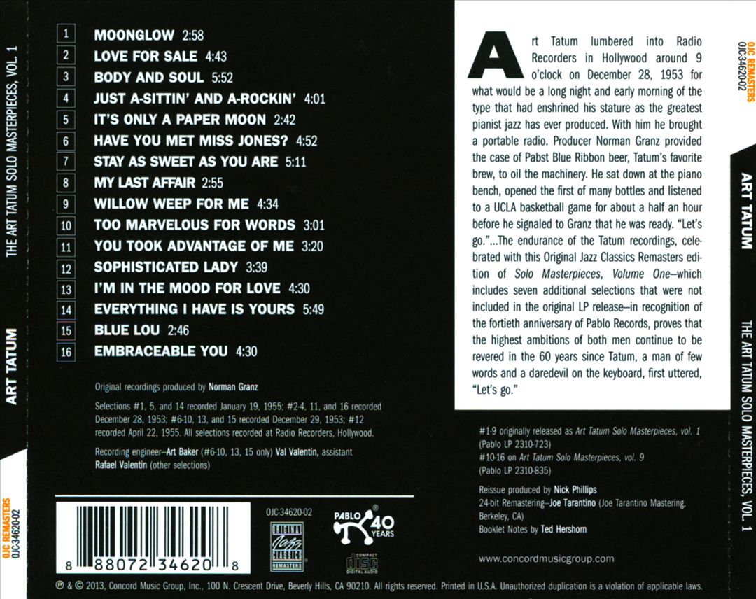 The Art Tatum Solo Masterpieces, Vol. 1 [Remastered] cover art